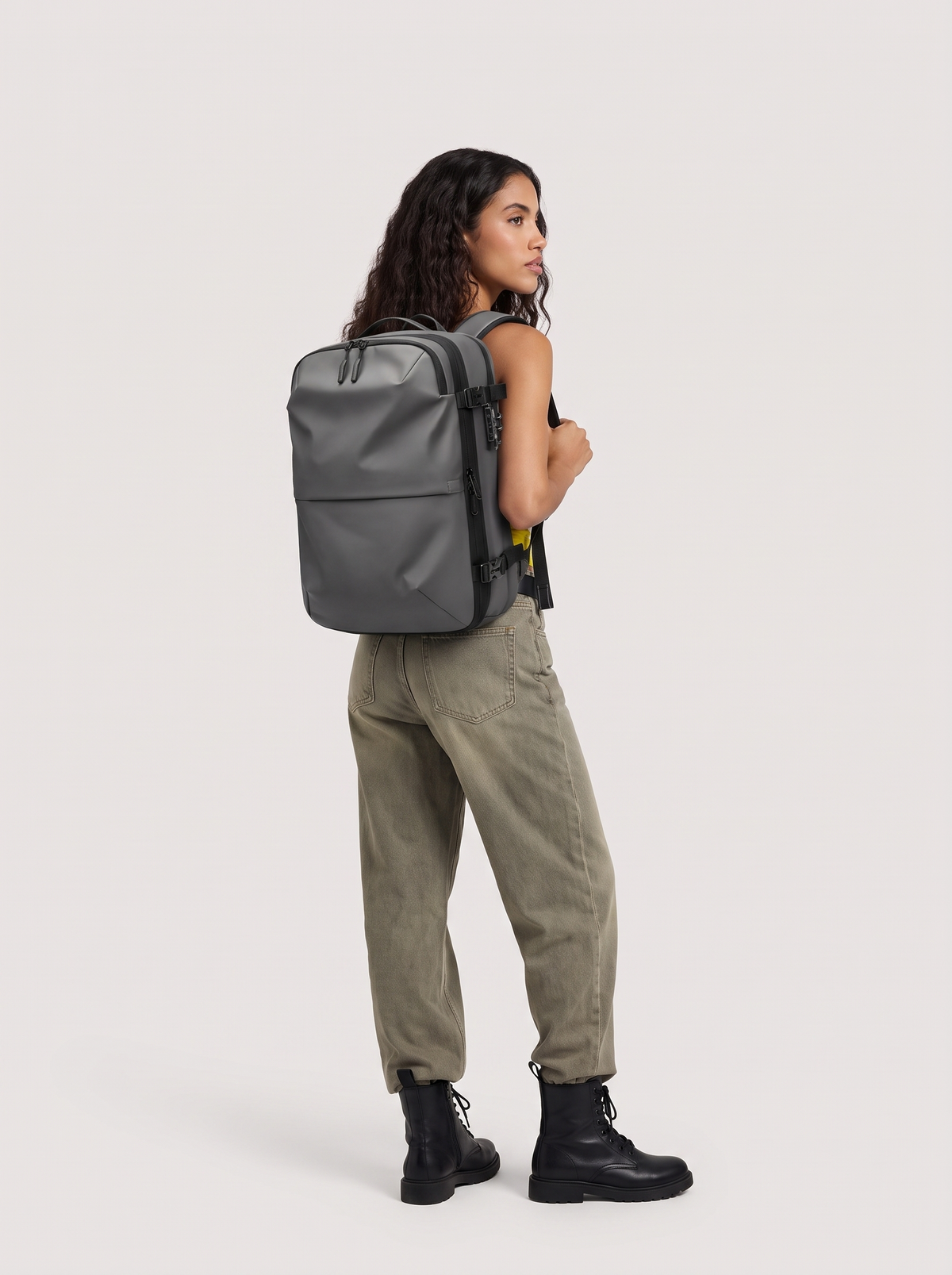 PacknTrip ProPack, Storm Gray, Plain Carry-On, worn